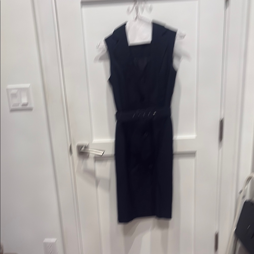 Calvin Klein Black Sheath Midi Dress V-Neck Sleeveless